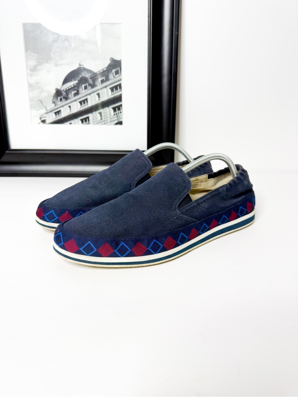 Prada Men’s Blue Canvas Slip-On Loafers Sneakers Size 9.5